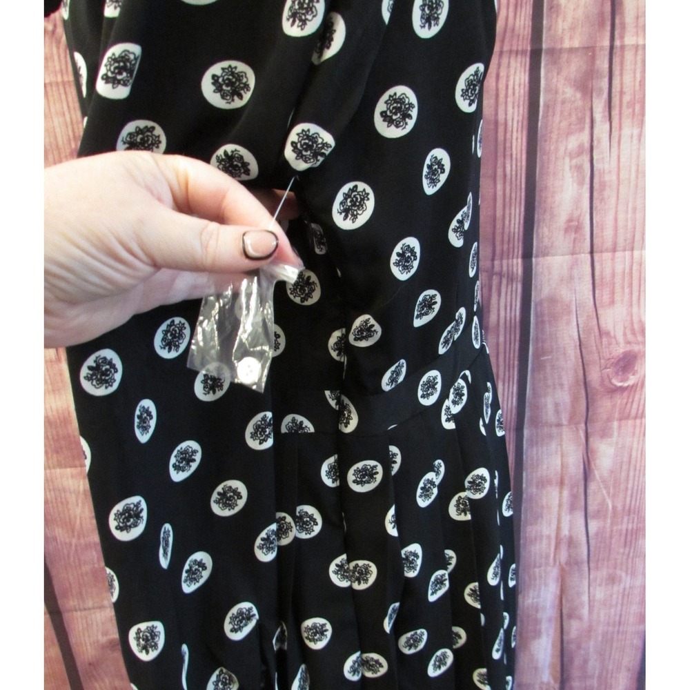 ModCloth Just My Typist Pleated Shirt Dress Black White Retro Vintage Large NWOT - Picture 8 of 13